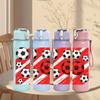 1PC Soccer Ball Stripe Pattern 750ml Color Plastic Sports Water Bottle Leakproof Flip Straw Lid Suitable for Sports Office Home Use