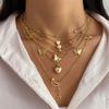 Set da 6 Pezzi Collana Multistrato Dorata Semplice Temperamento Bella Farfalla Cuore Stella Luna Popolare Collare da Donna Set per Gioielli da Donna