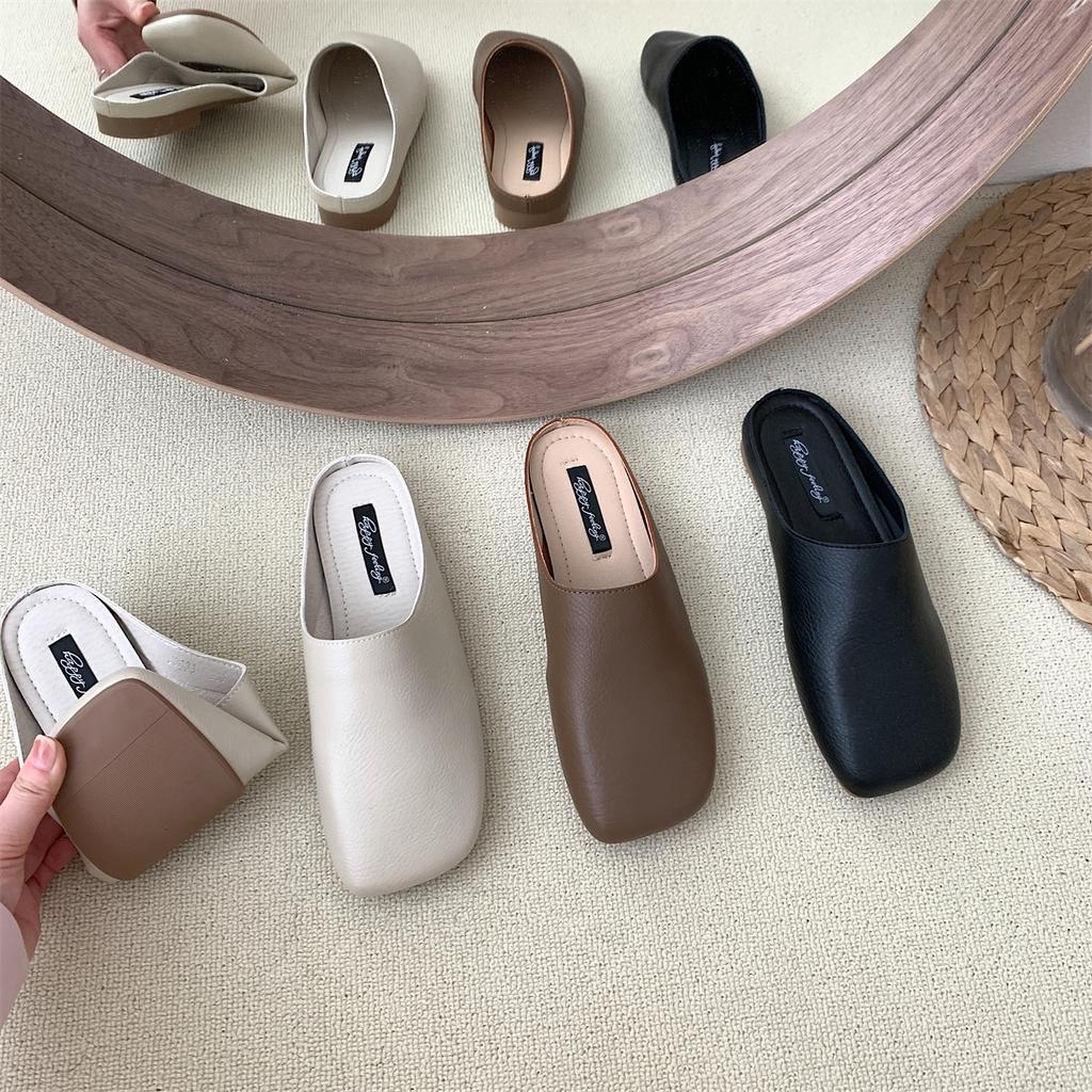 Mode Bailamos Damen Hausschuhe Damen Weiches Leder Ballerinas Slipper Oma Schuhe Frau Eckige Zehen Retro Mokassins Outdoor Pantoletten M