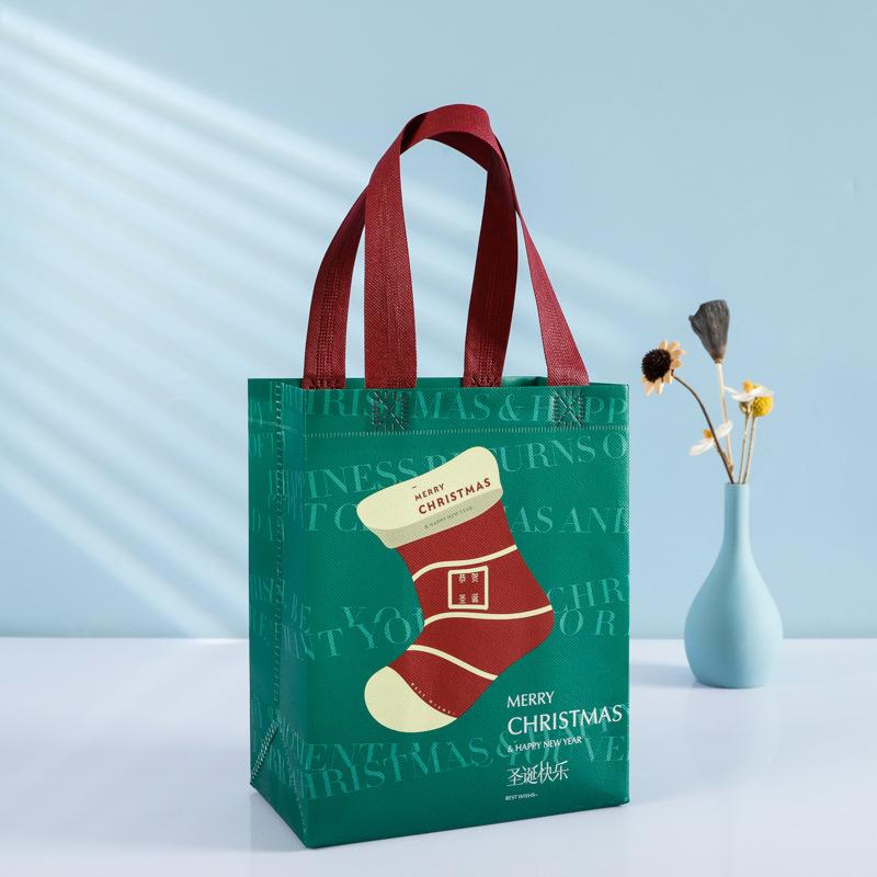 

Non-woven Christmas Candy Bag Gift Packaging Bag Cute Santa Claus Snowman Pattern Handbag Party Supplies Potable Shopping Bag