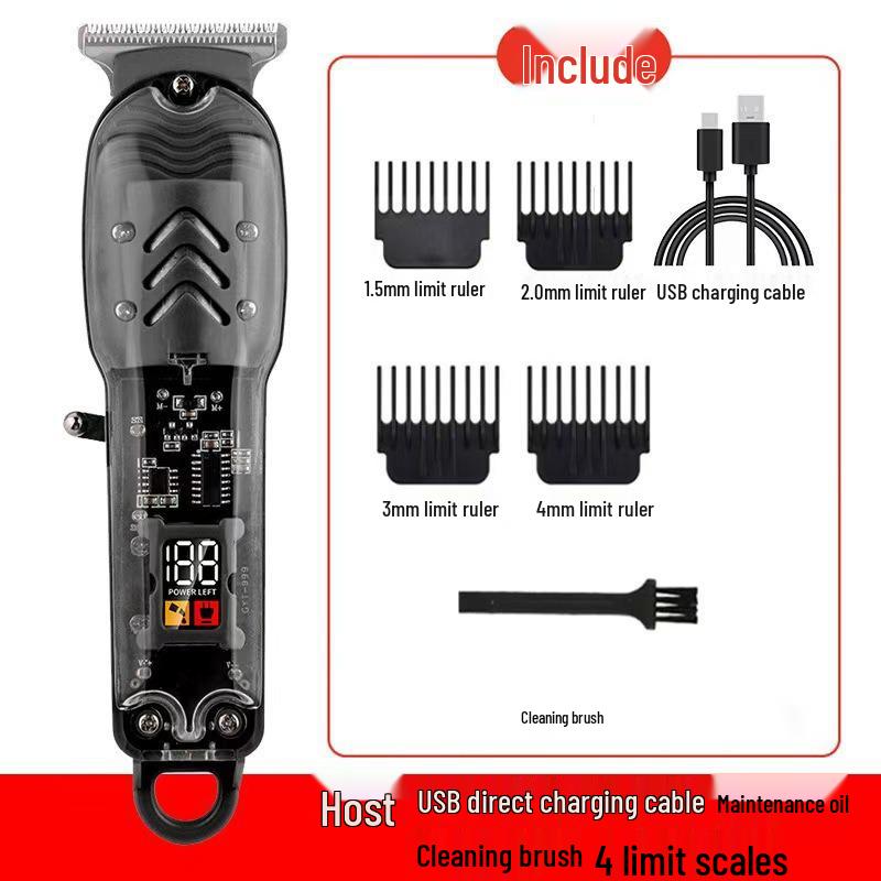 Professional Electric Hair Clipper for Barbers & Home: Precision Carving, Slicked Back Styles, Bald Head Trim.