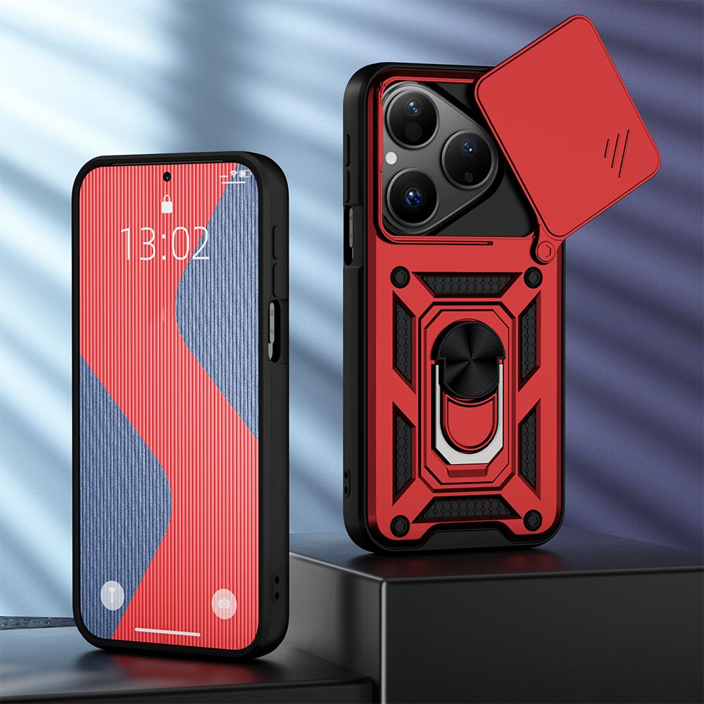 KEYSION Shockproof Case for Huawei Pura 80 Ultra Slide Camera Lens Protection Ring Stand Phone Cover for Huawei Pura 80 80 Pro