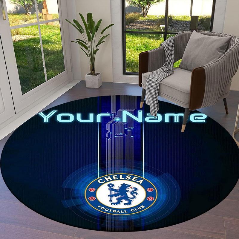 Chelsea F Custom Name Round Area Rug,Carpet Rug for Living Room Bedroom Sofa Playroom Decor,Non-slip Floor Mat