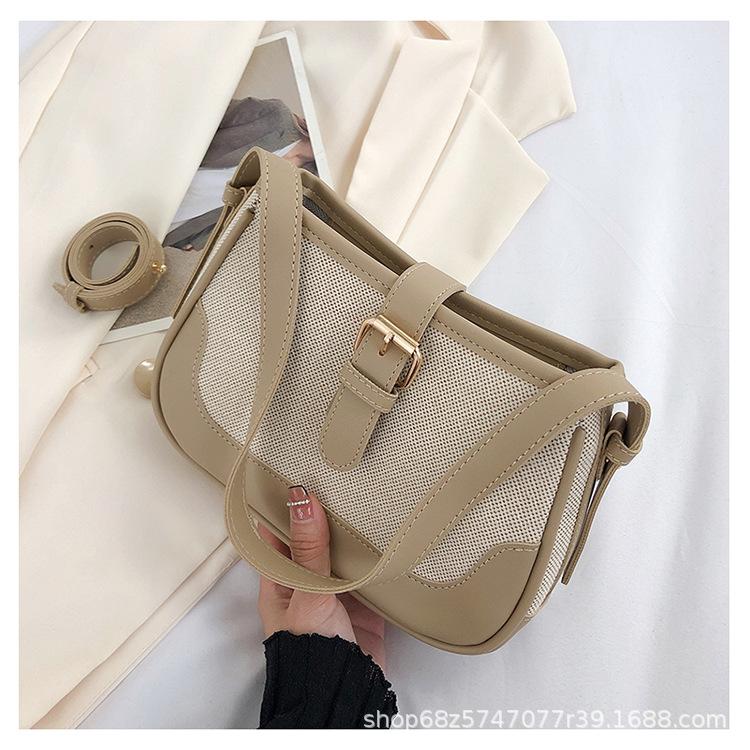 Bag Women's Retro New Fashion Korean Version of Women's Bag Contrast Color Bag Shopping Shoulder Bag Armpit Small Square Bag Diagonal Straddle Small