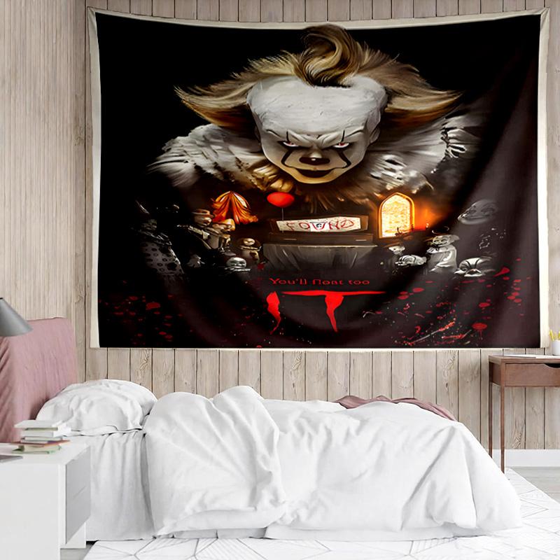 1PC Scary Clown Horror K-pop music group Tapestry Accessories for Bedroom,Livingroom, dormitory Room Wall Decor Fan Birthday Gifts