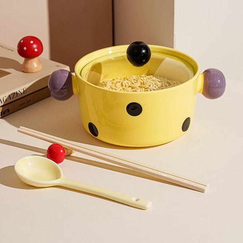 Ceramic Instant Noodle Bowl with Lid