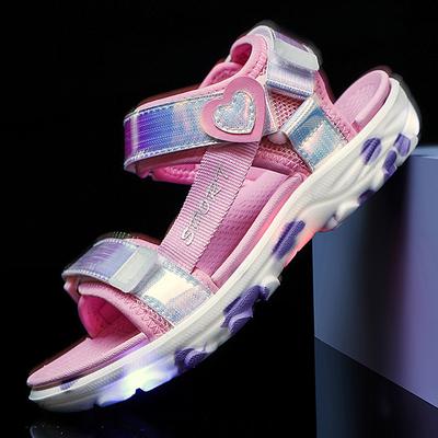 Children's Fashion Colorful Lightweight Velcro Outdoor Beach Shoes Casual Girls Sandals Slippers Princess Shoes