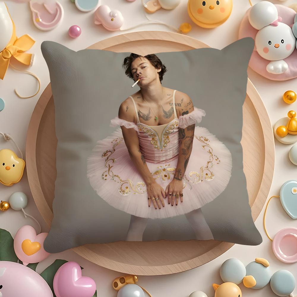 H-Harry S-Styles Singer Cushion Cover Home & Car Multi-Scene Pillow Cover - Reversible, Soft & Durable for Daily Use