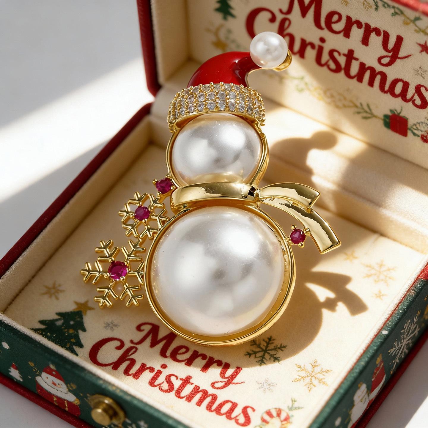 Bo Xin Yun Red Christmas Hat Snowman Brooch: Elegant Winter Fashion Accessory & Holiday Gift