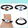 Israel Palestine Flag Gemstone Bracelet Unisex Black Beaded Jewelry Wholesale