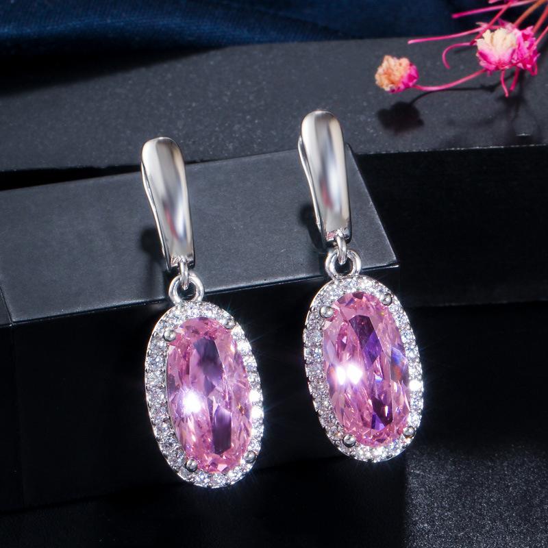 Jewelry Pink Necklace Earrings Ring Bracelet Four-Piece Set, Jewelry Set