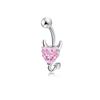 Steel Belly Button Ring Heart Cubic Zirconia Cute Devil Design For Daily Wear Parties Holiday Body Piercing Jewelry