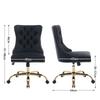 Modern Velvet Upholstered Tufted Button Home Office Chair with Golden Metal Base,Adjustable Desk Chair Swivel Office Chair (Black),DE1923BK