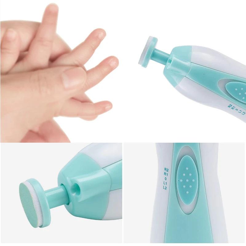 Baby Electric Nail Trimmer with Led Light Kid Nail Polisher Tool Baby Care Multifunctional Fingernail Cutter Trimmer Infant Manicure Set