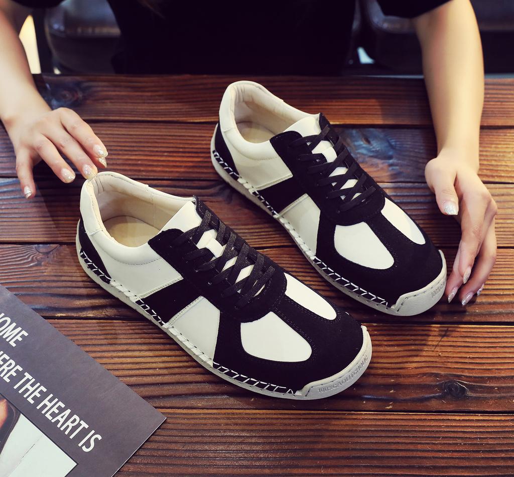 Fashion New Stylish Casual Leather Shoes for Men Outdoor Trail Running Sneakers Minimalist Walking Shoes Lightweight Man Tenis Masculino