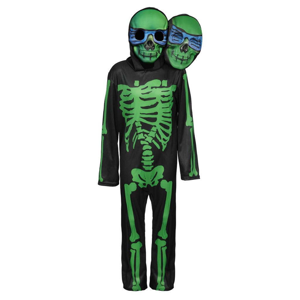 Halloween Double Head Skeleton Costume Cosplay For Kids Theater Performance