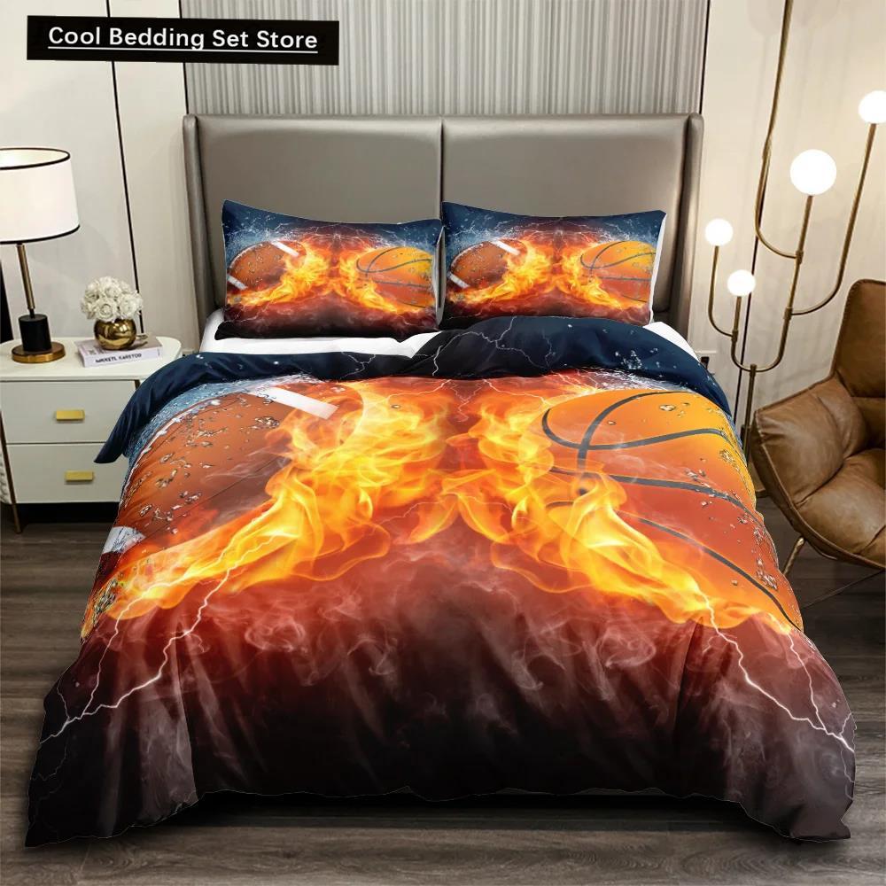 Juego de Funda Nórdica de Fútbol 3D Deportes Juego de Ropa de Cama de Fútbol Funda de Almohada para Niños Adolescentes Tamaño Doble Queen King Poliéster Funda de Edredón