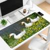 Cute White Geese Plants Large Mouse Pad Non Slip Rubber Base Floral Garden Print Gaming Desk Mat Mousepad For Girl Style