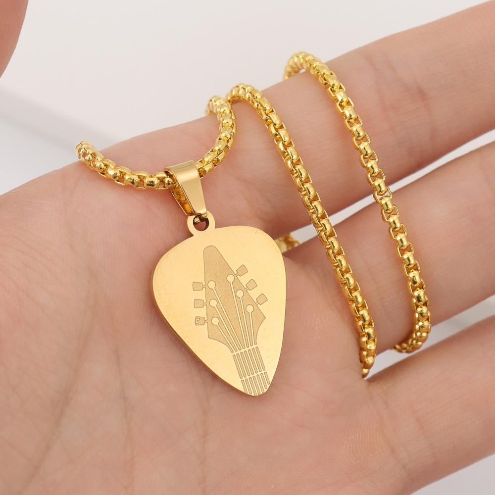 Geometric Stainless Steel Guitar Paddle Pendant Charm Women's Necklace Fashion Christmas Valentine's Day Gift Protector Jewelry