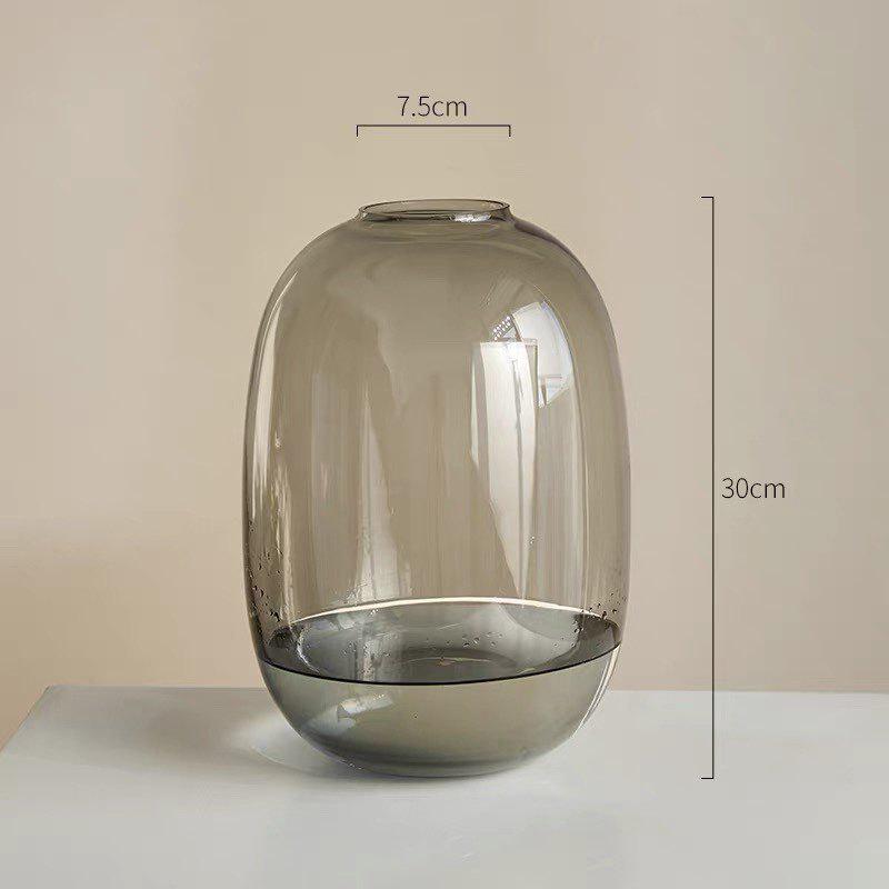 Japanese-Style Large Belly Glass Vase for Living Room Decor