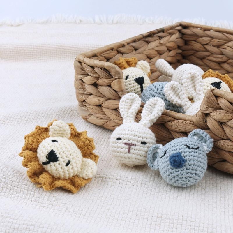 Uncinetto Testa di Animale Lavorazione a Maglia Perline Fai da Te Catena per Ciuccio da Bambino Accessori Masticabili Dentizione per Neonati e Bambini Piccoli Fatto a Mano Durevole
