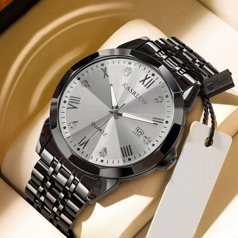 Men's Luxury Waterproof Steel Band Watch with Calendar - Trendy Fashion Design