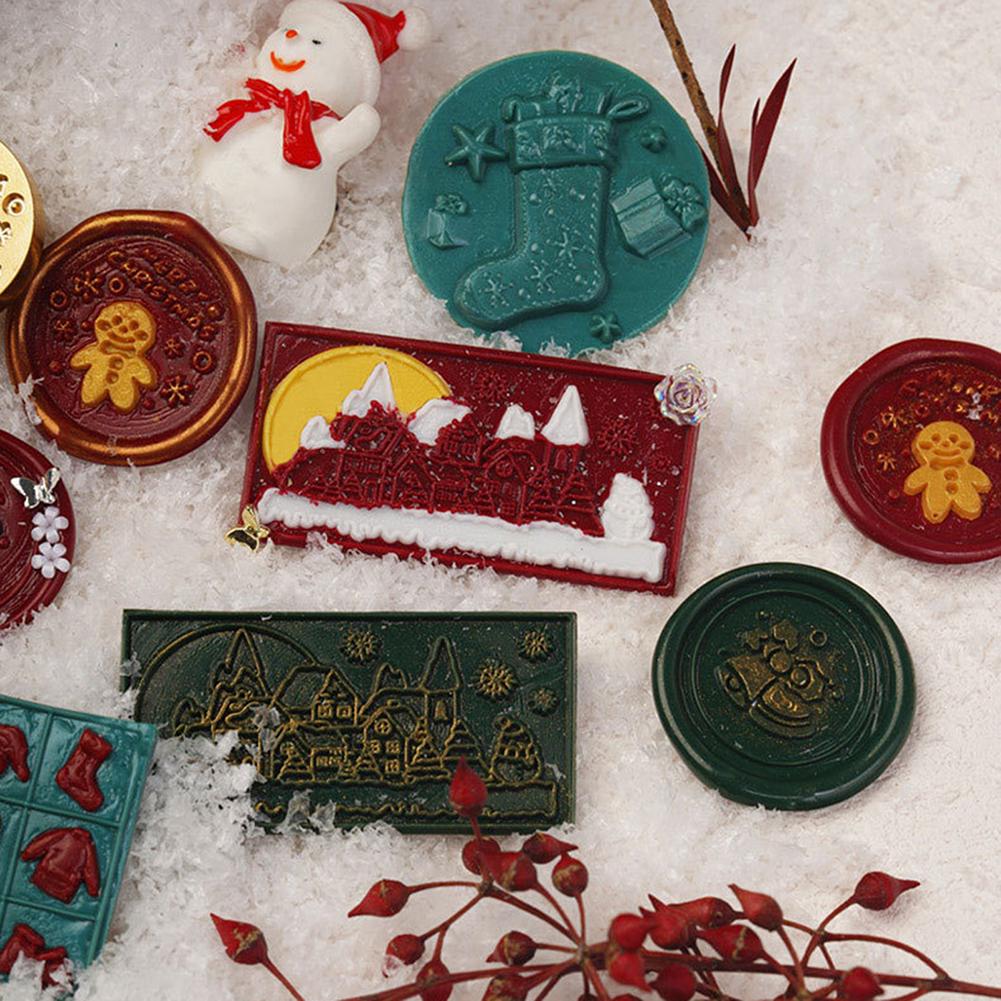MY# Christmas Art Seal Head Ornamental DIY Craft Supplies for Packaging Scrapboo