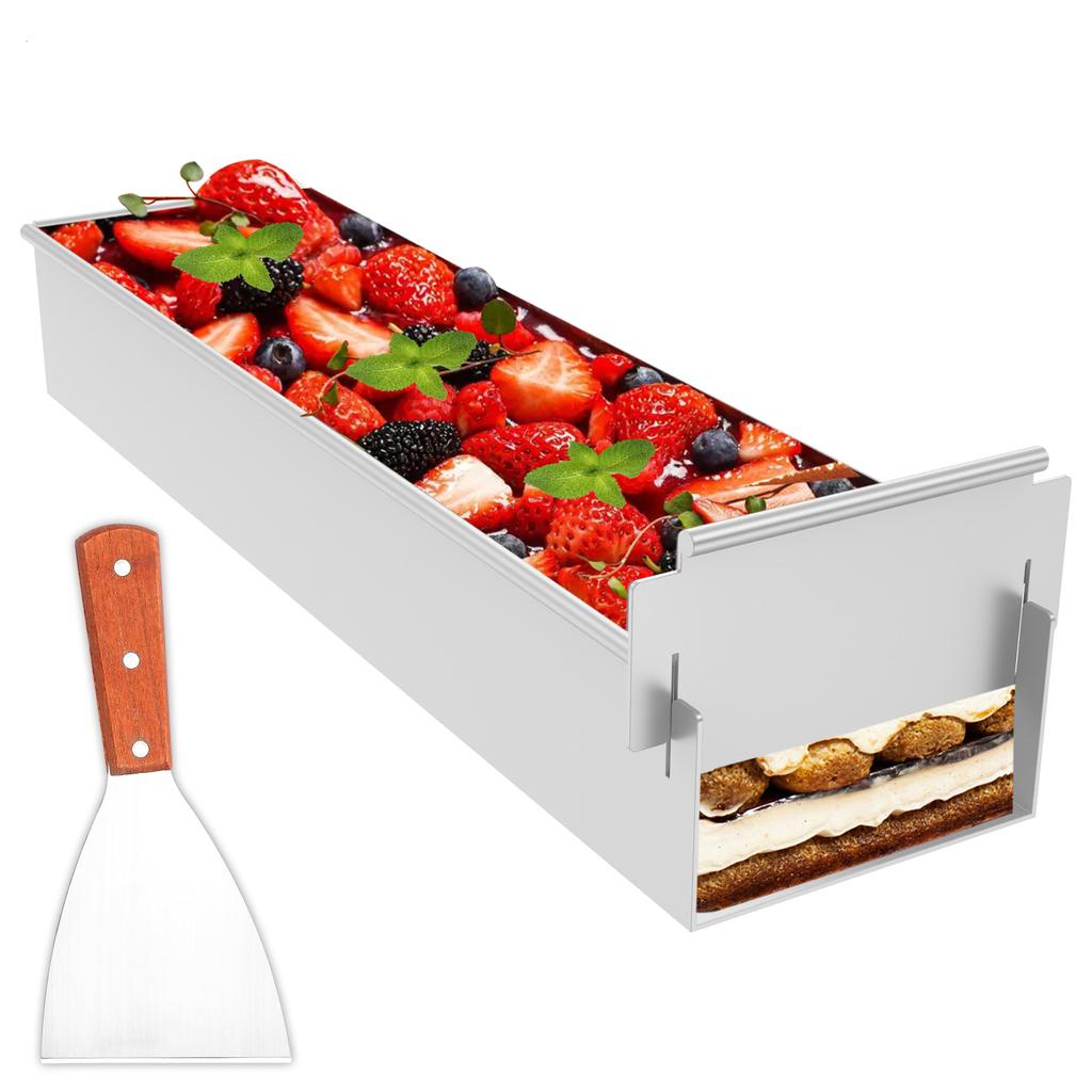 Rechteckige Kuchenform Aluminiumlegierung Tiramisuform Kuchenbackblech Antihaftbeschichtung Dessert-Herstellungsform mit abnehmbarem Rand zum Backen