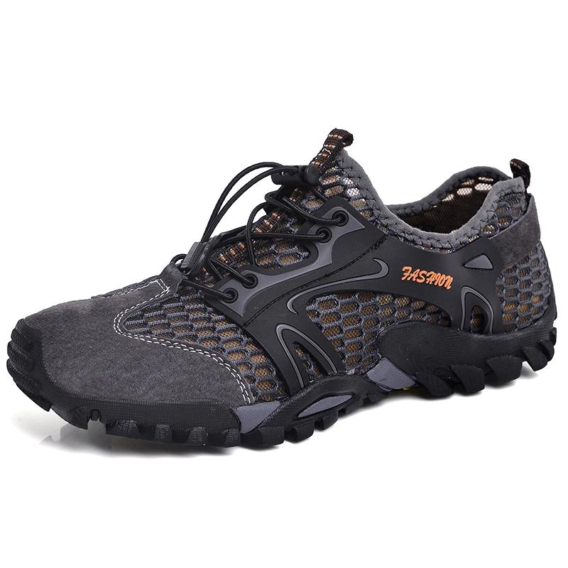 2024 Breathable Waterproof Hiking Shoe Men Suede Mesh Outdoor Sneakers Rock Climbing Shoes Man Sport Quick-dry Shoes