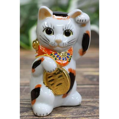Waza No Kura Left Hand Beckoning Cat Kutani Ware Dancing Calico Feng Shui Ornament Store Opening Celebration Present Gift