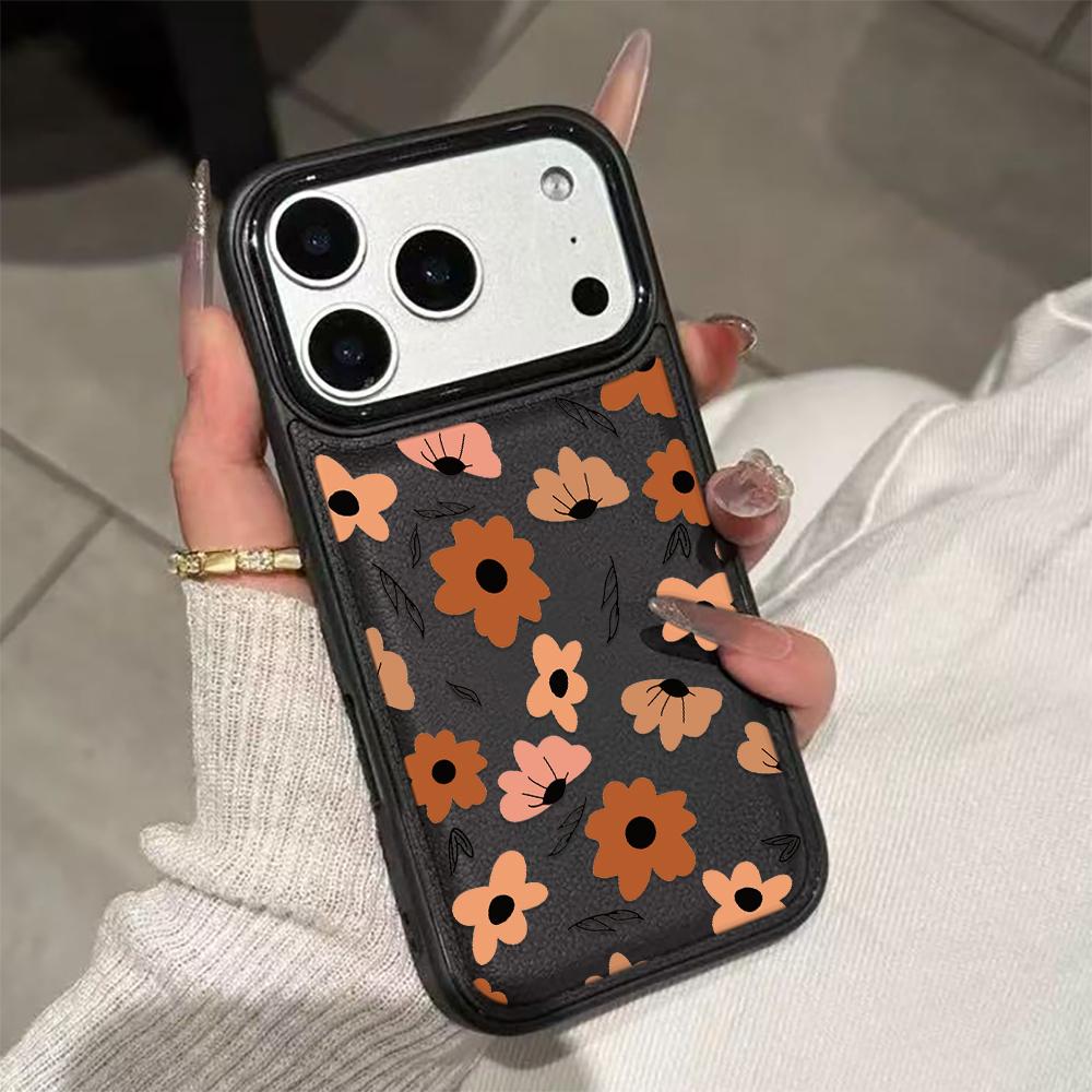 Coffee Colored Flowers Phone Case For IPhone 17 17Air 16 15 Case For IPhone 11 13 12 14 Pro Max 16 15 14 Plus Cover Case Funda
