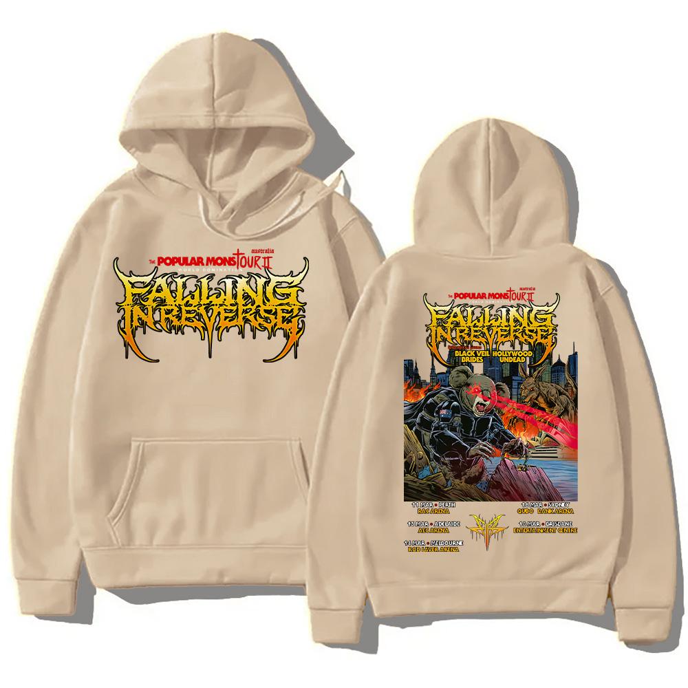

Популярная толстовка с капюшоном Mons Tour II World Domination Falling In Reverse, унисекс, осенняя толстовка с капюшоном High Street с принтом с двумя сторонами XXXL хаки