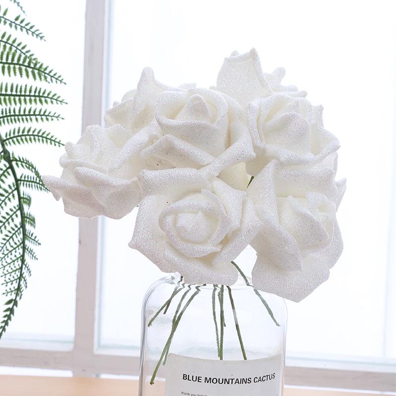 PE Gold Powder Artificial Roses for DIY Bouquets - Valentine's Day, Weddings, Flower Shops