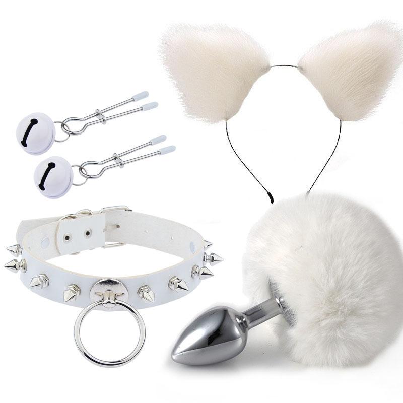 Sexy Ears Barrettes Nipple Clamp Sex Product Men's and Women's Appliances Sex Product SM Metal Sexy Suit Fox Tail
