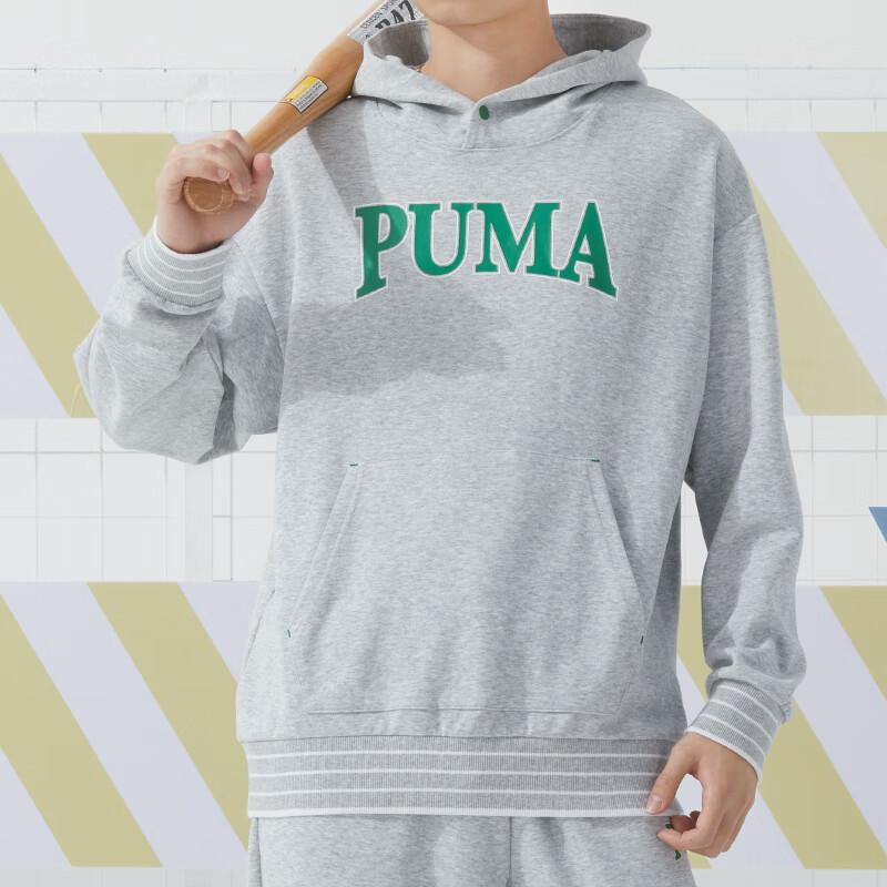 Puma Letter Print Hooded Casual Long Sleeve Sweatshirt Unisex Sweatshirt Gray 682921-04