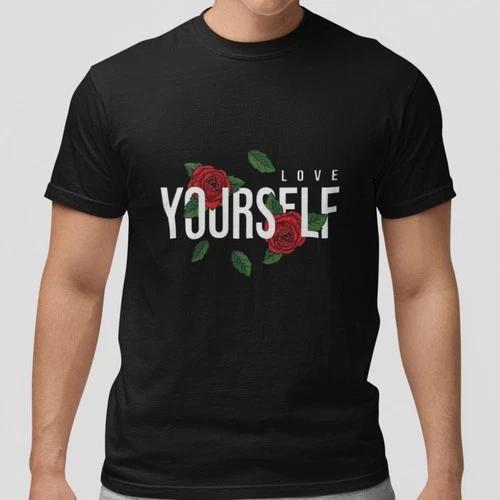 Love Yourself Rose Graphic Tee Vintage Floral Aesthetic Shirt Positive Quote Top XL