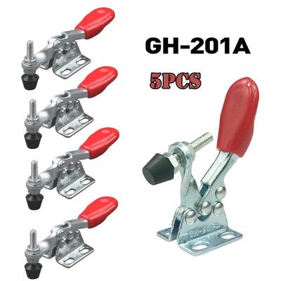 5PCS Horizontal Toggle Clamp Quick Release Toggle Clamp GH-201A 27Kg/ 60Lbs Woodworking Fix Clip Fastener Fixture Hand Tool