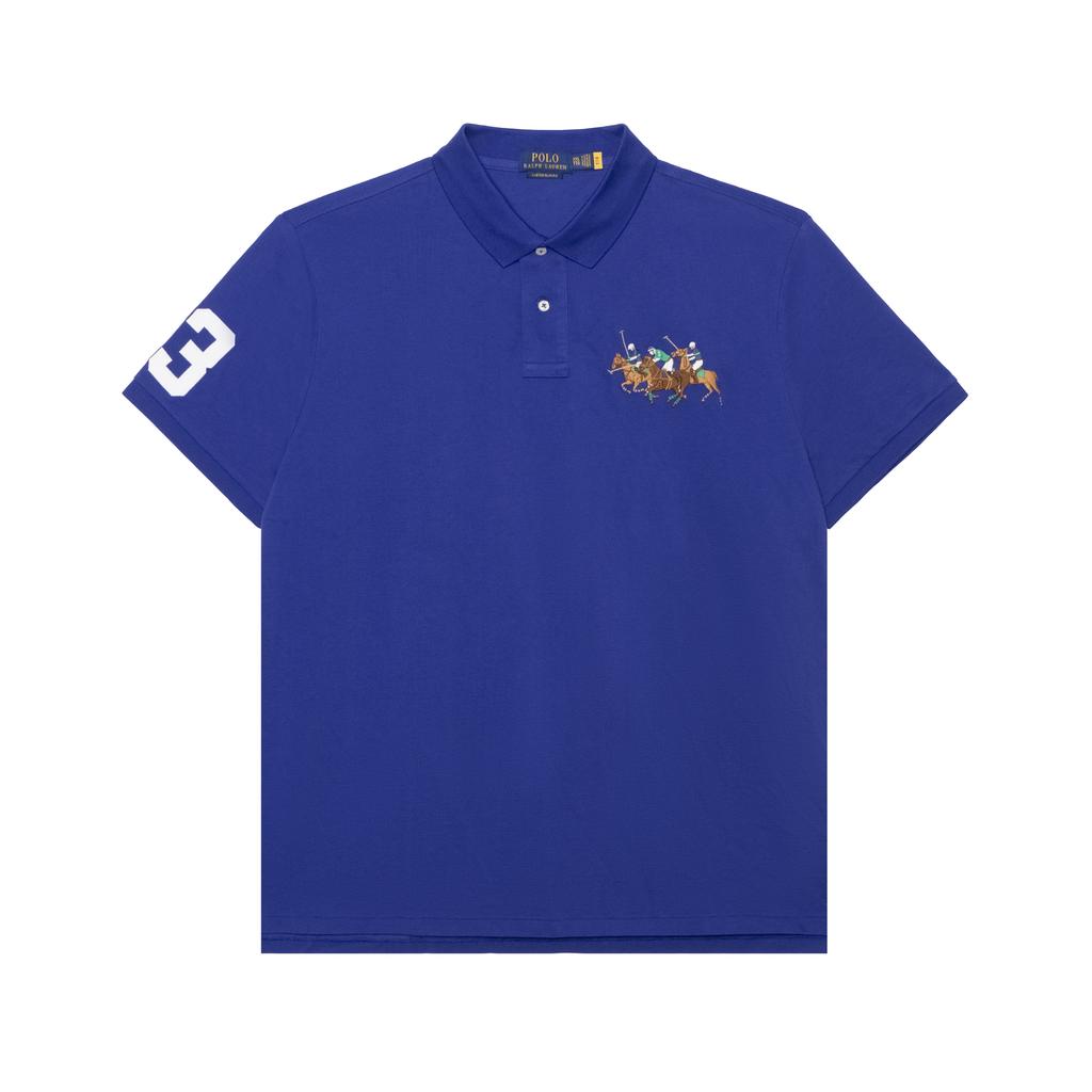 Polo Ralph Lauren Solid Color Animal Embroidery Print Short Sleeve Polo Shirt Men tops Blue MNPOKNI1N821556-400