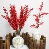 Artificial Red Berry Bouquet Christmas Decoration Fake Flower for Home Decor Xmas Tree Navidad New Year 2025 Ornaments Accessory