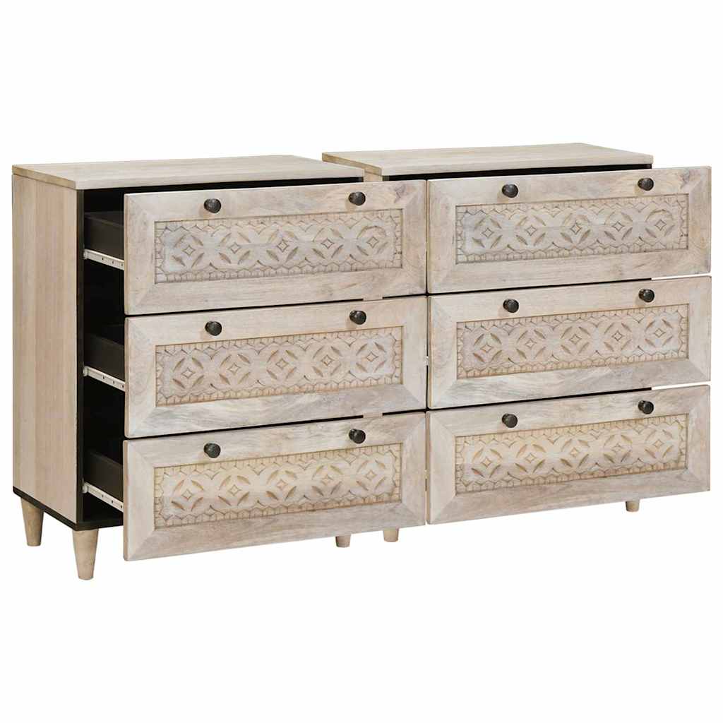 Sideboard 2 pcs White 120 x 33.5 x 75 cm Solid Mango Wood