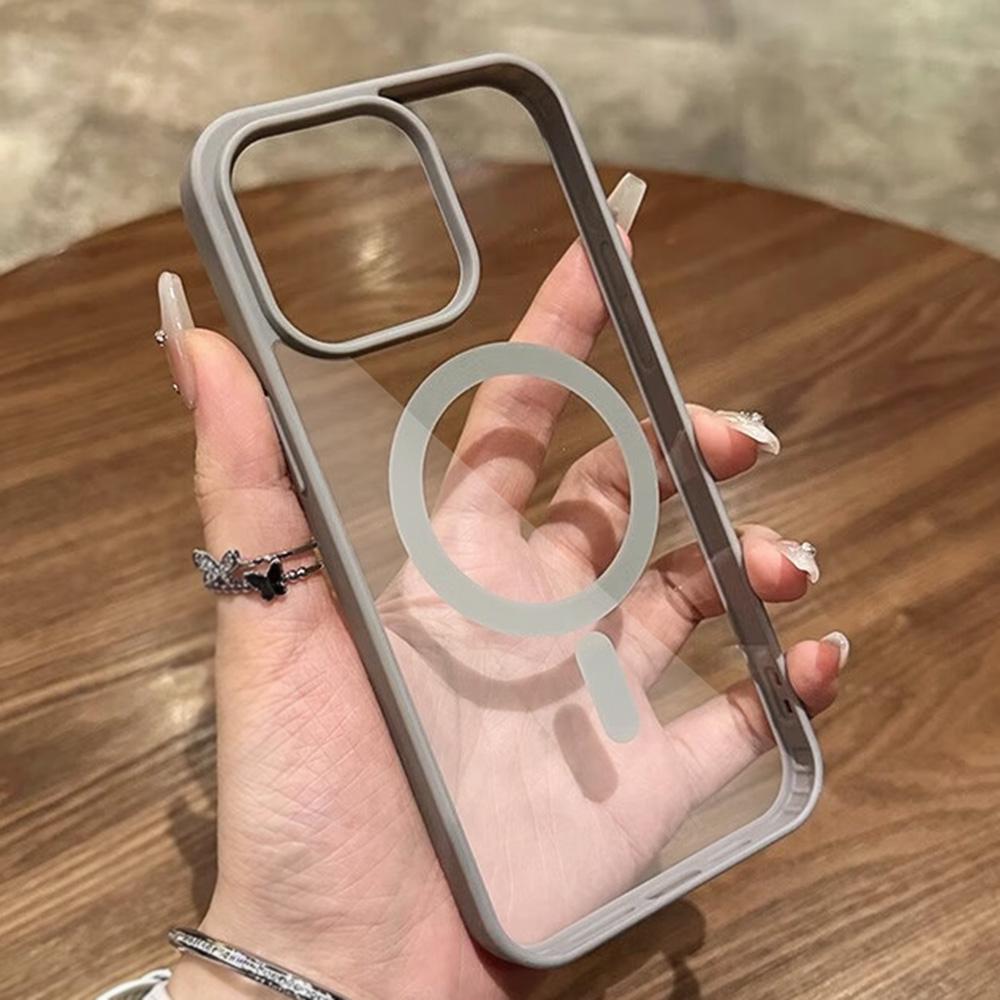 

Магнітний прозорий чохол класу люкс для iPhone 17 16 15 14 13 12 11 Pro Max Plus Для Magsafe Бездротова зарядка Задня кришка Прозорі чохли iPhone Air сірий