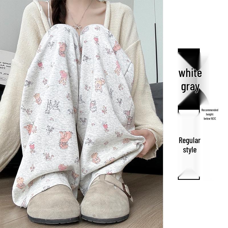 

Women s Grey Animal Print High Waist Wide Leg Pants - Spring/Autumn 2024 Collection XL