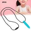 2pcs Silicone Teether High Temperature Resistant Waterproof Chewing Pendant NecklaceSky Blue