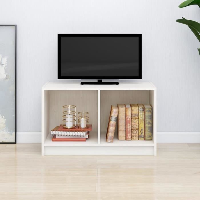 VidaXL Meuble TV Blanc 70x33x42 cm Bois de pin massif