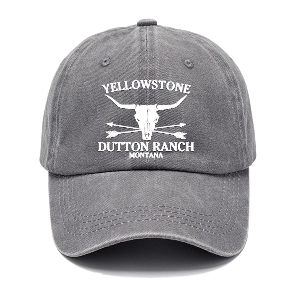 Retro Western Cowboyhoed - YELLOWSTONE DUTTON Ranch harde school geborduurde koeienkop bedrukte baseballpet voor zowel mannen als vrouwen Adjustable gray