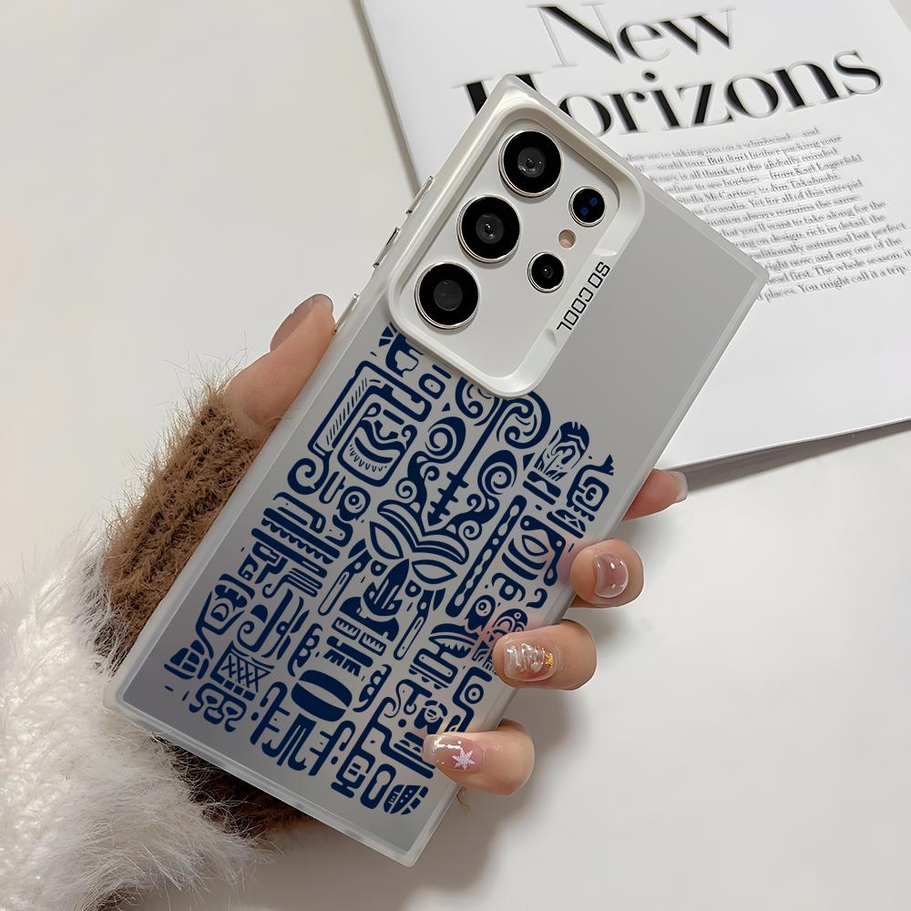 

Fashion Tiki Pattern Phone Case For Samsung Galaxy S25 S24 S23 S22 S21 Ultra Plus 5G Shiny TPU Shockproof Cover Gift Galaxy S22plus 5G