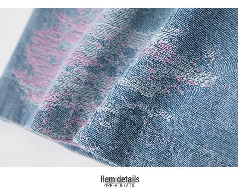 Women's Jacquard Embroidered Wide-Leg Denim Shorts - New 2026 Loose Drape Summer Design Four-Point Pants