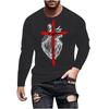 Full Print Street Faith Jesus Cross Long Sleeve T-Shirt Clothes For Men Crew Neck Large Size Christian Tee Shirt Tops Streetwear