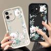 Einfaches, stoßfestes TPU-Gehäuse mit Blumendruck für iPhone 16 Pro Max 15 14 Pro 13 12 11 XR XS 8 7 Objektivschutz Matte Telefonabdeckung