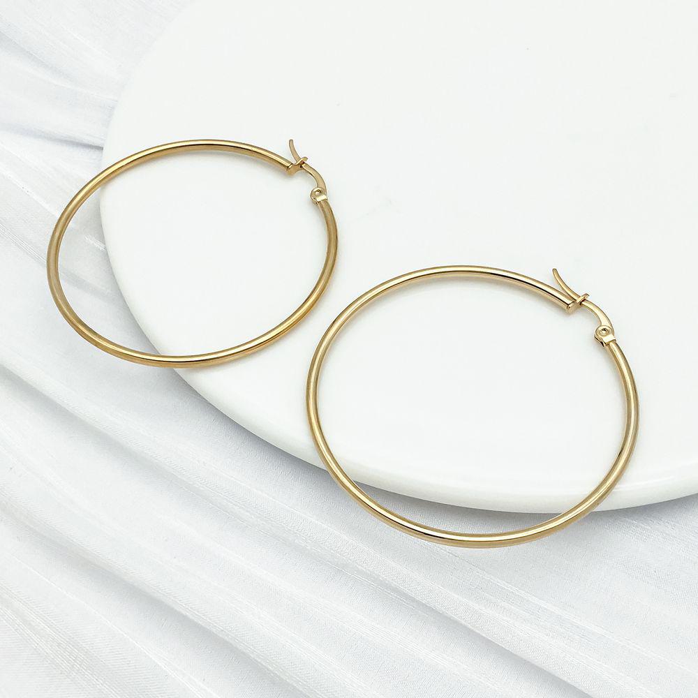 Stainless Steel Vacuum-Plated Large Round Circle Earring Pendant Charm